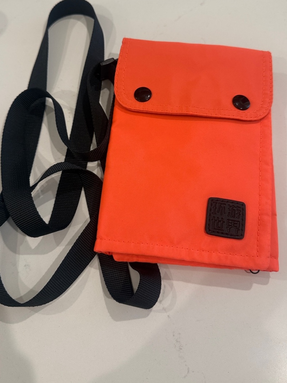 RFID Travel Bag Compact Orange Crossbody Phone Pouch Passport Holder